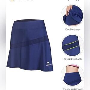 Women's Tennis Skort High Elastic Waist Golf Athletic‎ Running Skirt Gym Yoga L